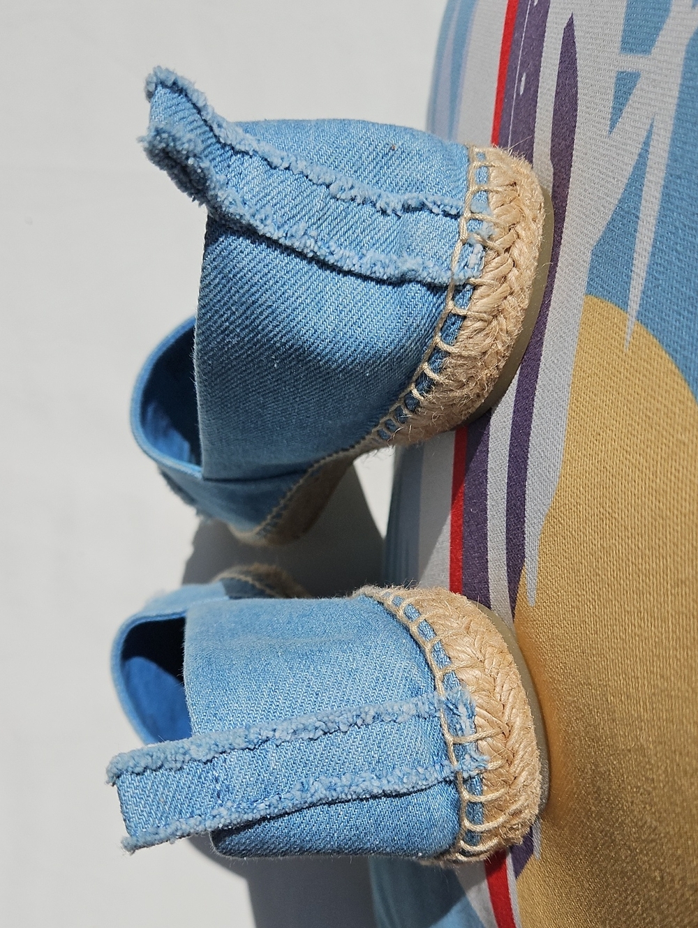 Tory Burch Denim Blue Embroidered Double T Logo Espadrilles Size 9 - Picture 11 of 11